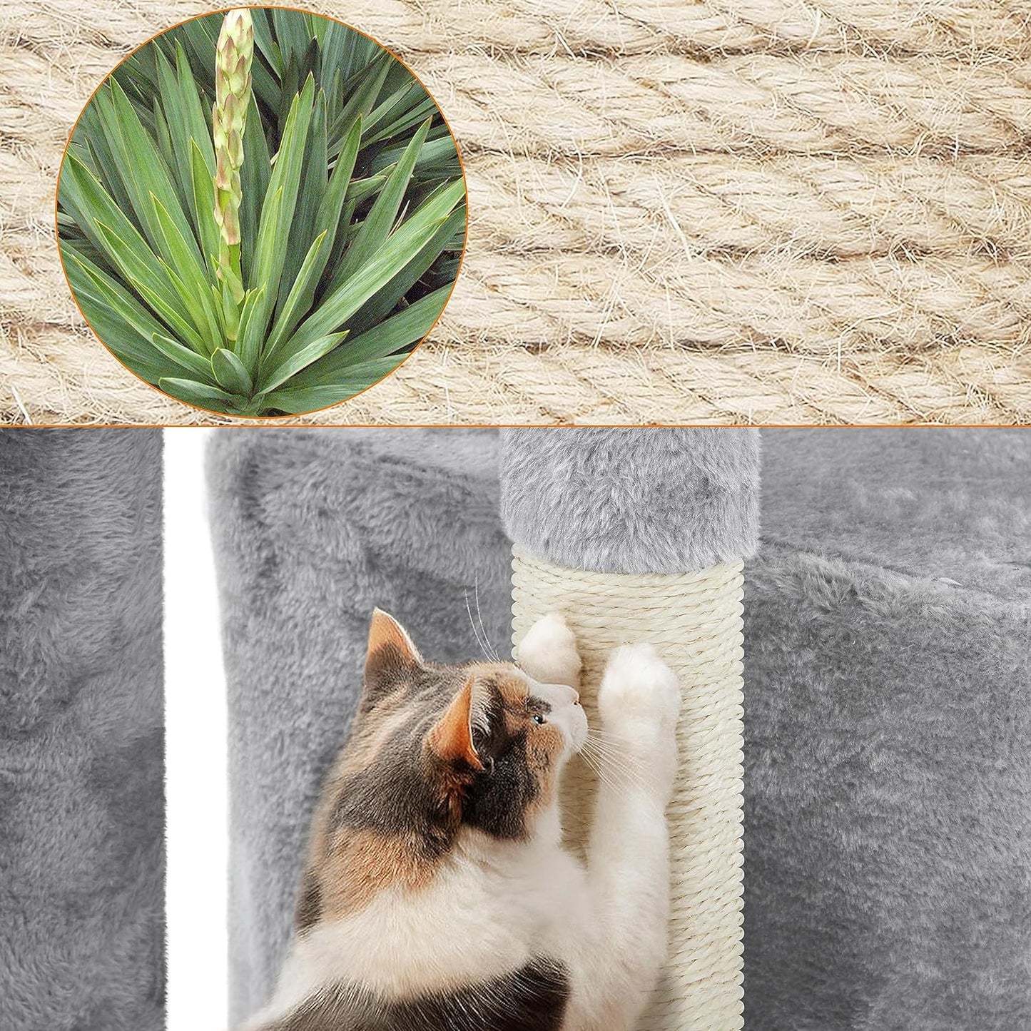 34-Inch Small Cat Tree with Condo and Basket for Indoor Cats, Light Gray - Features Scratching Posts, Plush Platforms, and Window Perch for Kittens and Small-Medium Cats up to 11 lbs, Easy Assembly